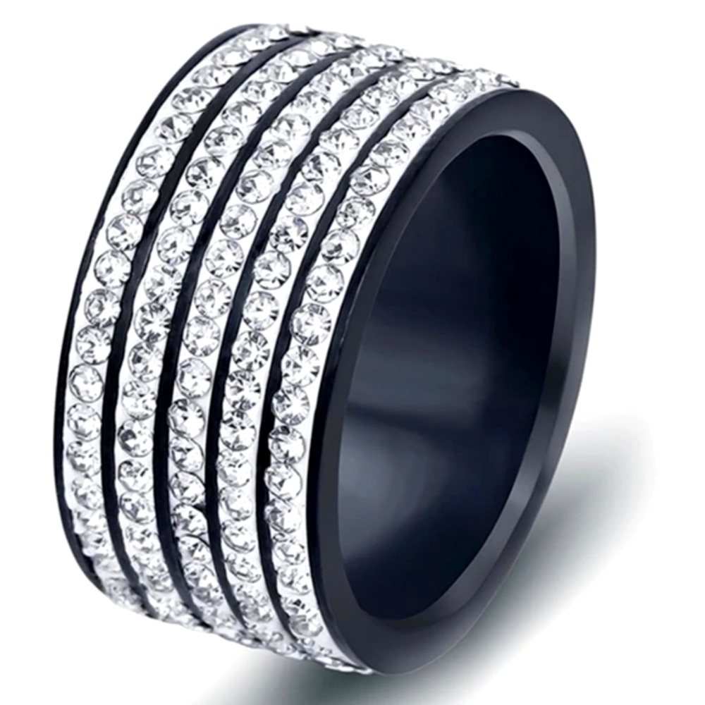 Austrian crystal Wide Pave Stainless Steel Eternity Band NWT